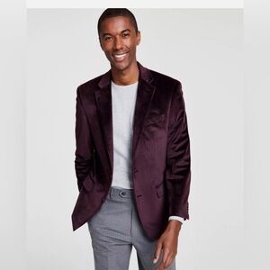 Michael Kors Kent Men's Classic Fit Velvet Sport Coat Blazer - Rich Burgundy NWT